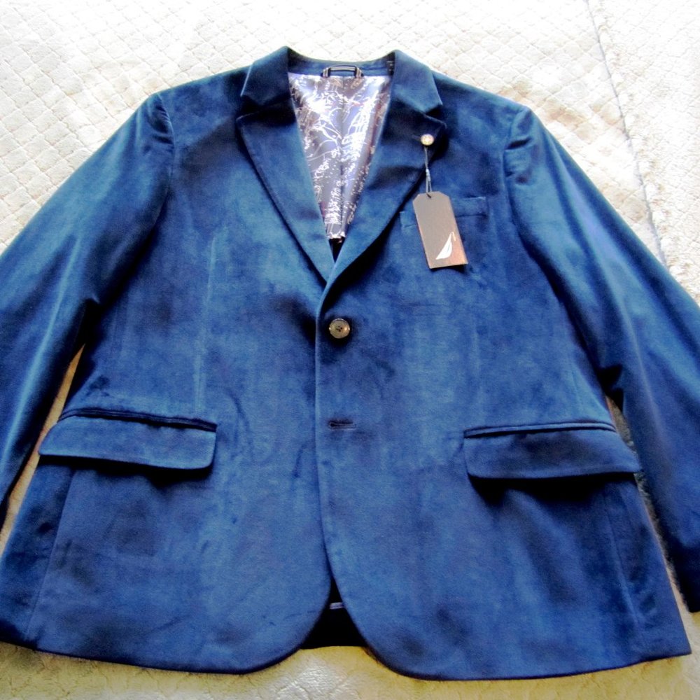 GORGEOUS MID-NIGHT BLUE/NAVY SUEDE DINNER JACKET-42S